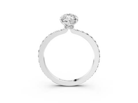 White gold Marquise Cut Diamond Ring with Pavé Band and Four-Prong Setting_122