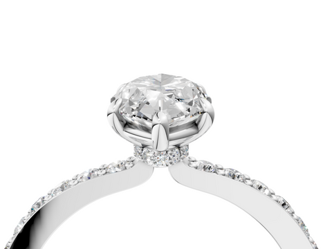 White gold Marquise Cut Diamond Ring with Pavé Band and Four-Prong Setting_123