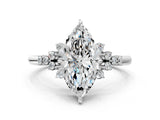 White gold Marquise Cut Diamond Ring with Side Stones and Four-Prong Setting_127