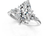 White gold Marquise Cut Diamond Ring with Side Stones and Four-Prong Setting_130