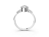 White gold Marquise Cut Diamond Ring with Side Stones and Four-Prong Setting_130