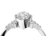 White gold Marquise Cut Diamond Ring with Side Stones and Four-Prong Setting_131