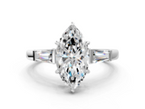 White gold Marquise Cut Diamond Ring with Tapered Baguette Side Stones in Four-Prong Setting_32