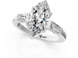 White gold Marquise Cut Diamond Ring with Tapered Baguette Side Stones in Four-Prong Setting_33