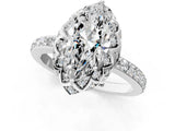 White gold Marquise Cut Diamond Scalloped Halo Engagement Ring with Round Shared Prong Band_13