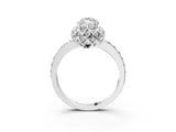 White gold Marquise Cut Diamond Scalloped Halo Engagement Ring with Round Shared Prong Band_15