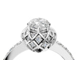 White gold Marquise Cut Diamond Scalloped Halo Engagement Ring with Round Shared Prong Band_16