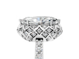White gold Marquise Cut Diamond Scalloped Halo Engagement Ring with Round Shared Prong Band_17