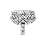 White gold Marquise Cut Diamond Scalloped Halo Engagement Ring with Round Shared Prong Band_29
