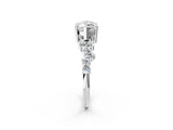 White gold Marquise Cut Diamond Scattered Round Accent Ring with Prong Setting_20