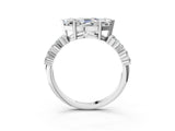 White gold Marquise Cut Diamond Scattered Round Accent Ring with Prong Setting_21