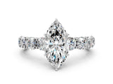 White gold Marquise Cut Diamond Side Stone Engagement Ring with Four-Prong Setting_24