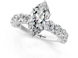 White gold Marquise Cut Diamond Side Stone Engagement Ring with Four-Prong Setting_25