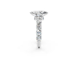 White gold Marquise Cut Diamond Side Stone Engagement Ring with Four-Prong Setting_26