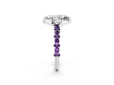 White gold Marquise Cut Diamond Side Stone Solitaire Ring with Round with Amethyst side stone and Four-Prong Setting_2