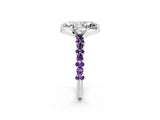 White gold Marquise Cut Diamond Side Stone Solitaire Ring with Round with Amethyst side stone and Four-Prong Setting_2