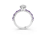 White gold Marquise Cut Diamond Side Stone Solitaire Ring with Round with Amethyst side stone and Four-Prong Setting_3