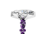 White gold Marquise Cut Diamond Side Stone Solitaire Ring with Round with Amethyst side stone and Four-Prong Setting_5