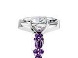 White gold Marquise Cut Diamond Side Stone Solitaire Ring with Round with Amethyst side stone and Four-Prong Setting_5