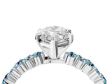 White gold Marquise Cut Diamond Side Stone Solitaire Ring with Round with Aquamarine side stone and Four-Prong Setting_16