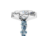 White gold Marquise Cut Diamond Side Stone Solitaire Ring with Round with Aquamarine side stone and Four-Prong Setting_17