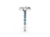 White gold Marquise Cut Diamond Side Stone Solitaire Ring with Round with Aquamarine side stone and Four-Prong Setting_2