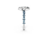 White gold Marquise Cut Diamond Side Stone Solitaire Ring with Round with Aquamarine side stone and Four-Prong Setting_2