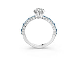 White gold Marquise Cut Diamond Side Stone Solitaire Ring with Round with Aquamarine side stone and Four-Prong Setting_3