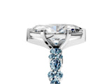 White gold Marquise Cut Diamond Side Stone Solitaire Ring with Round with Aquamarine side stone and Four-Prong Setting_5