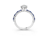 White gold Marquise Cut Diamond Side Stone Solitaire Ring with Round with Blue Sapphire side stone and Four-Prong Setting_3