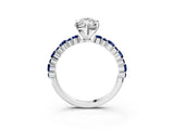 White gold Marquise Cut Diamond Side Stone Solitaire Ring with Round with Blue Sapphire side stone and Four-Prong Setting_3