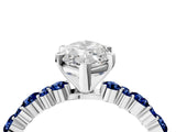 White gold Marquise Cut Diamond Side Stone Solitaire Ring with Round with Blue Sapphire side stone and Four-Prong Setting_4