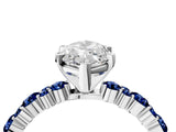 White gold Marquise Cut Diamond Side Stone Solitaire Ring with Round with Blue Sapphire side stone and Four-Prong Setting_4