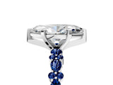 White gold Marquise Cut Diamond Side Stone Solitaire Ring with Round with Blue Sapphire side stone and Four-Prong Setting_5