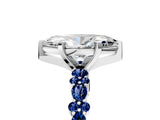 White gold Marquise Cut Diamond Side Stone Solitaire Ring with Round with Blue Sapphire side stone and Four-Prong Setting_5