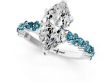White gold Marquise Cut Diamond Side Stone Solitaire Ring with Round with Blue Topaz side stone and Four-Prong Setting_1