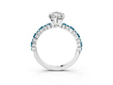 White gold Marquise Cut Diamond Side Stone Solitaire Ring with Round with Blue Topaz side stone and Four-Prong Setting_15