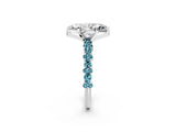 White gold Marquise Cut Diamond Side Stone Solitaire Ring with Round with Blue Topaz side stone and Four-Prong Setting_2
