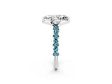 White gold Marquise Cut Diamond Side Stone Solitaire Ring with Round with Blue Topaz side stone and Four-Prong Setting_2