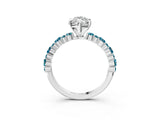 White gold Marquise Cut Diamond Side Stone Solitaire Ring with Round with Blue Topaz side stone and Four-Prong Setting_3