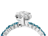 White gold Marquise Cut Diamond Side Stone Solitaire Ring with Round with Blue Topaz side stone and Four-Prong Setting_4