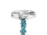 White gold Marquise Cut Diamond Side Stone Solitaire Ring with Round with Blue Topaz side stone and Four-Prong Setting_5