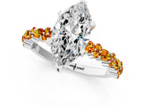 White gold Marquise Cut Diamond Side Stone Solitaire Ring with Round with Citrine side stone and Four-Prong Setting_1