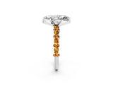 White gold Marquise Cut Diamond Side Stone Solitaire Ring with Round with Citrine side stone and Four-Prong Setting_2