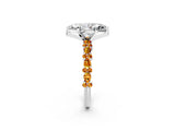 White gold Marquise Cut Diamond Side Stone Solitaire Ring with Round with Citrine side stone and Four-Prong Setting_2