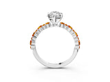 White gold Marquise Cut Diamond Side Stone Solitaire Ring with Round with Citrine side stone and Four-Prong Setting_3