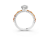 White gold Marquise Cut Diamond Side Stone Solitaire Ring with Round with Citrine side stone and Four-Prong Setting_3