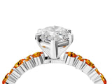 White gold Marquise Cut Diamond Side Stone Solitaire Ring with Round with Citrine side stone and Four-Prong Setting_4