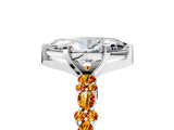 White gold Marquise Cut Diamond Side Stone Solitaire Ring with Round with Citrine side stone and Four-Prong Setting_5