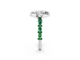 White gold Marquise Cut Diamond Side Stone Solitaire Ring with Round with Emerald side stone and Four-Prong Setting_14